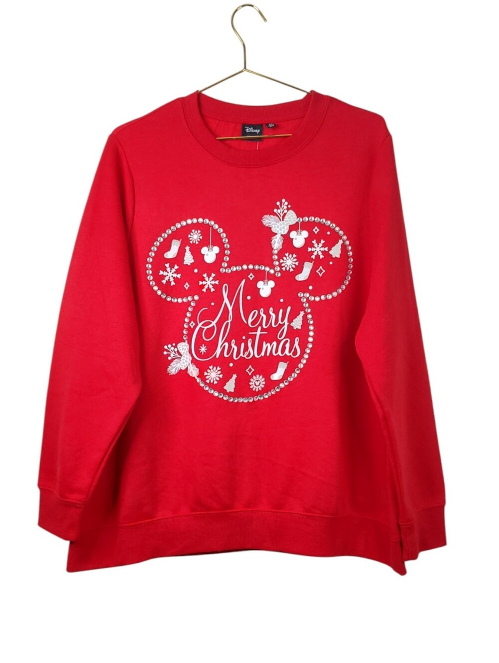 Disney Red Merry Christmas Bling Mickey Mouse Sweatshirt 2X NWT